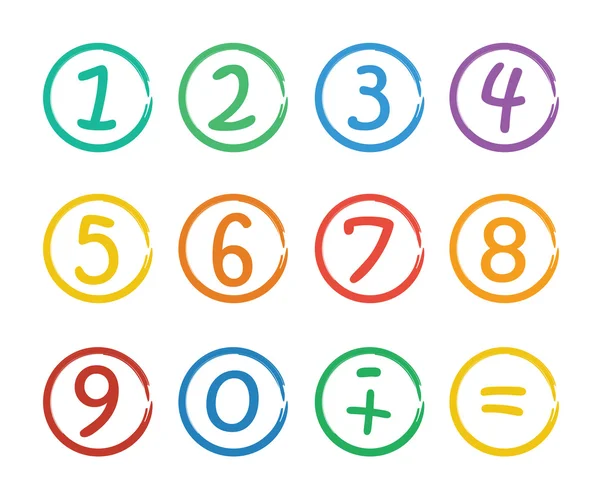 Nummers instellen. Nummers instellen. Kleurrijke pictogrammen met getallen geïsoleerd op witte achtergrond — Stockvector