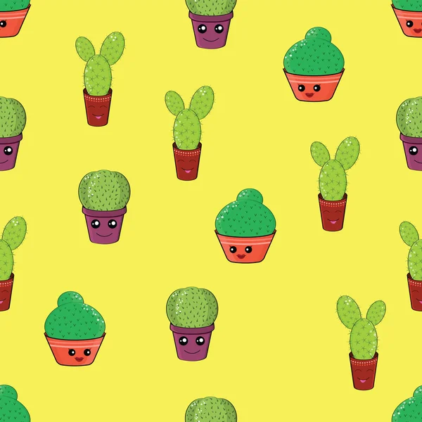 Bezešvé vzor s legrační kaktus — Stockový vektor