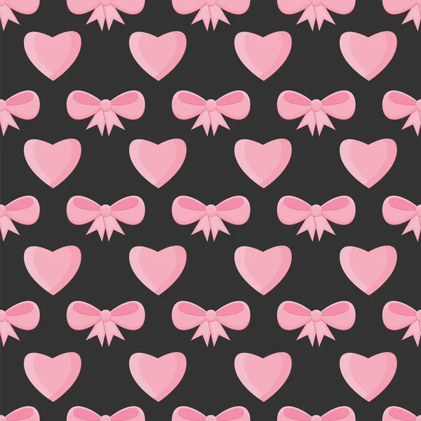 Seamless pattern with hearts and bows for Valentine's Day — Stock Vector