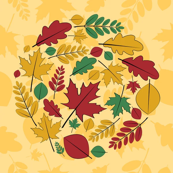 Seamless pattern with different autumn leaves — Stock Vector