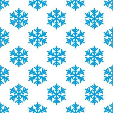Seamless pattern of blue snowflakes on a white background clipart