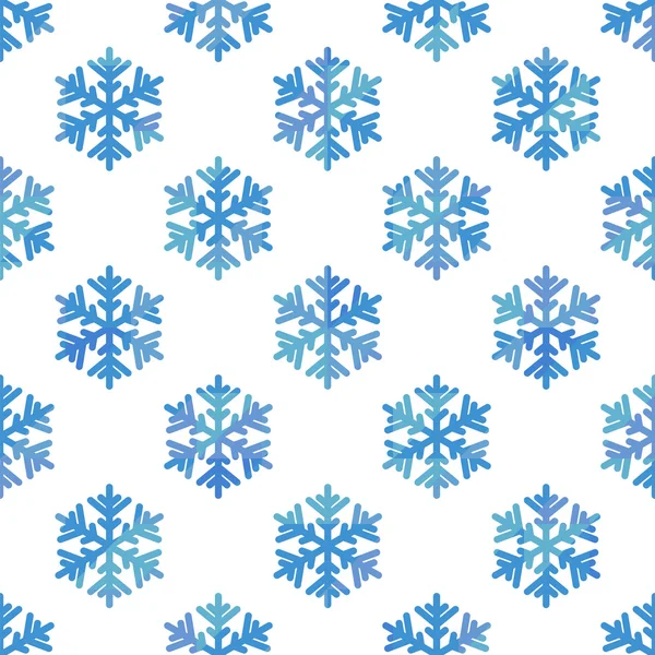 Seamless pattern of blue snowflakes on a white background — Stock Vector