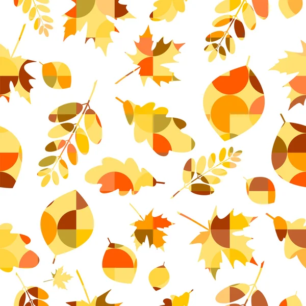 さまざまな秋の紅葉とのシームレスなパターン — ストックベクタ