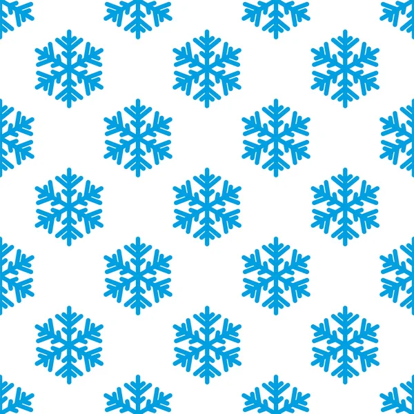 Seamless pattern of blue snowflakes on a white background — Stock Vector