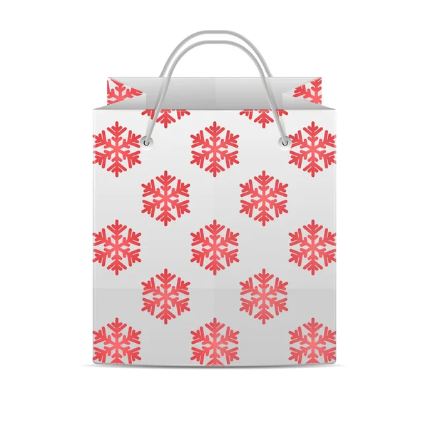 Sac à provisions avec un motif de flocons de neige isolé sur une ba blanche — Image vectorielle