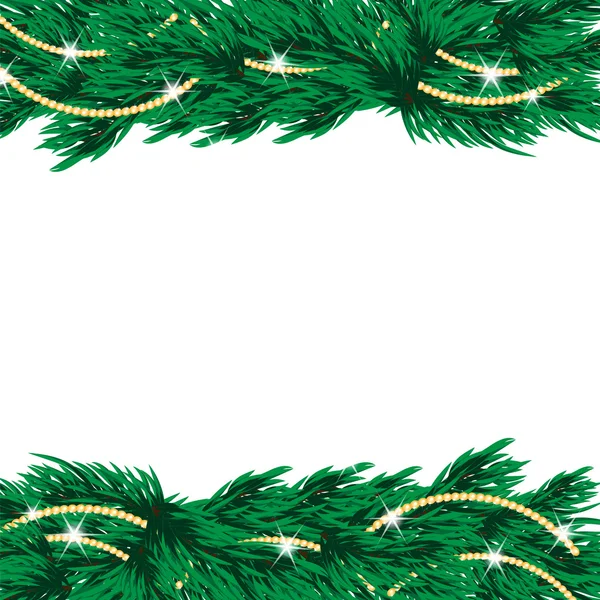 Julgran med gyllene dekorationer isolerad på vit backgro — Stock vektor