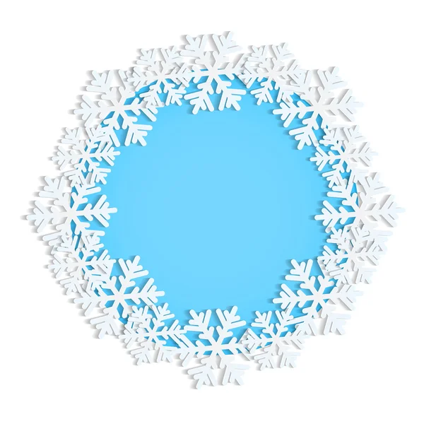 Marco decorado con copos de nieve con lugar para su texto — Vector de stock