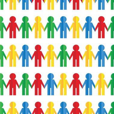 Seamless pattern with colorful human figures out of paper 