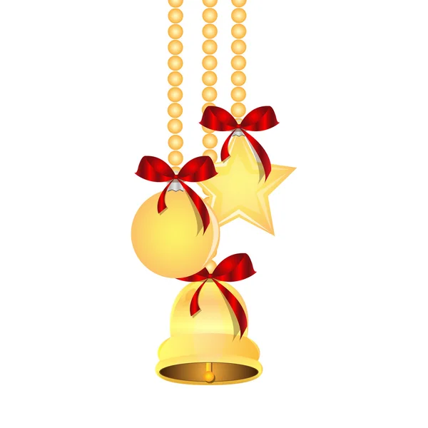 Decoraciones de árboles de Navidad y Año Nuevo aisladas en una espalda blanca — Vector de stock
