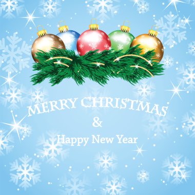 New Year and Christmas design with Christmas tree and Christmas  clipart
