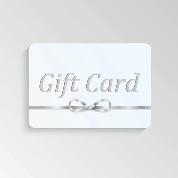 银色蝴蝶结的礼品卡 — 图库矢量图片