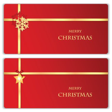 Altın şeritler ve bedeni ile Noel ve yeni yıl afiş kümesi