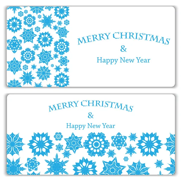 Set of Christmas and New Year banners with snowflakes — Stock Vector
