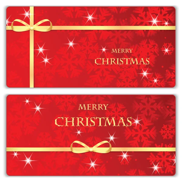 Set of Christmas and New Year banners with snowflakes and gold r — Stock Vector