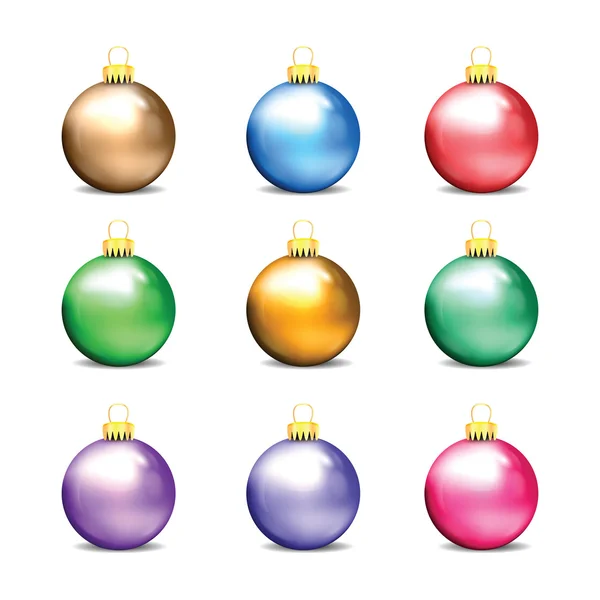 Set of colorful Christmas balls isolated on white background — Stock Vector