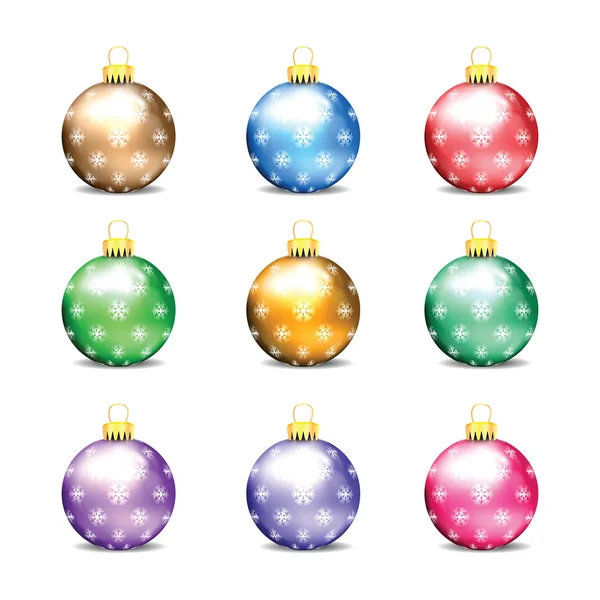 Set de coloridas bolas de Navidad aisladas sobre fondo blanco — Vector de stock