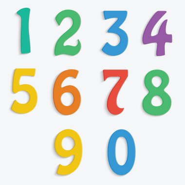 Colorful numbers isolated on white background clipart