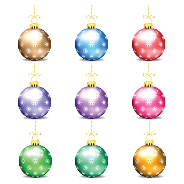 Ensemble de boules de Noël colorées isolées sur fond blanc — Image vectorielle