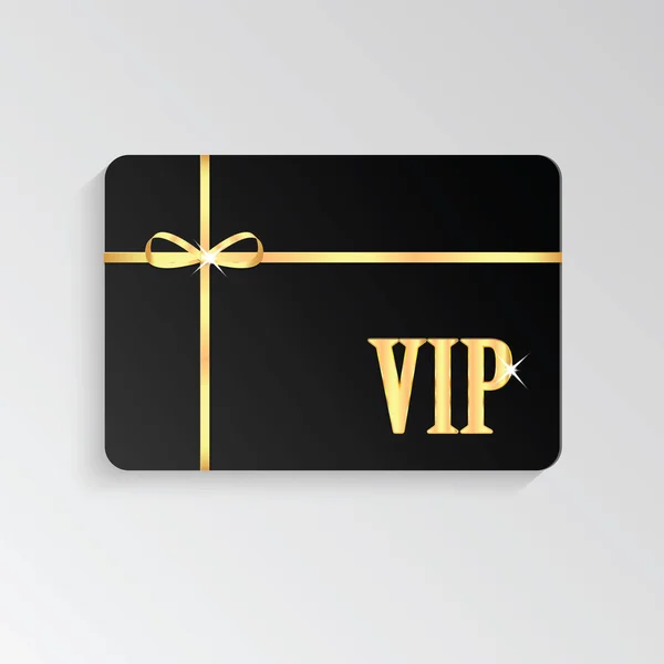 Cartes VIP en or avec lettres brillantes et ruban — Image vectorielle