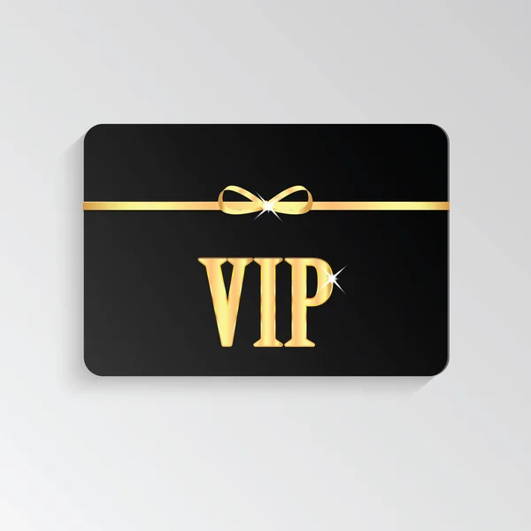 Cartes VIP en or avec lettres brillantes et ruban — Image vectorielle