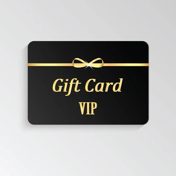 Gouden VIP-kaarten met glanzende letters en lint — Stockvector