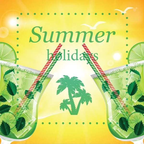 Vacaciones de verano vector ilustración con cócteles — Vector de stock
