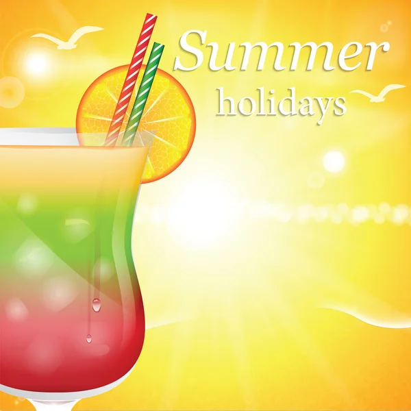 Sommar semester vektor illustration med cocktail — Stock vektor
