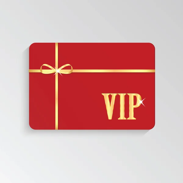 Gold VIP-Karten mit glänzenden Buchstaben und Schleife — Stockvektor