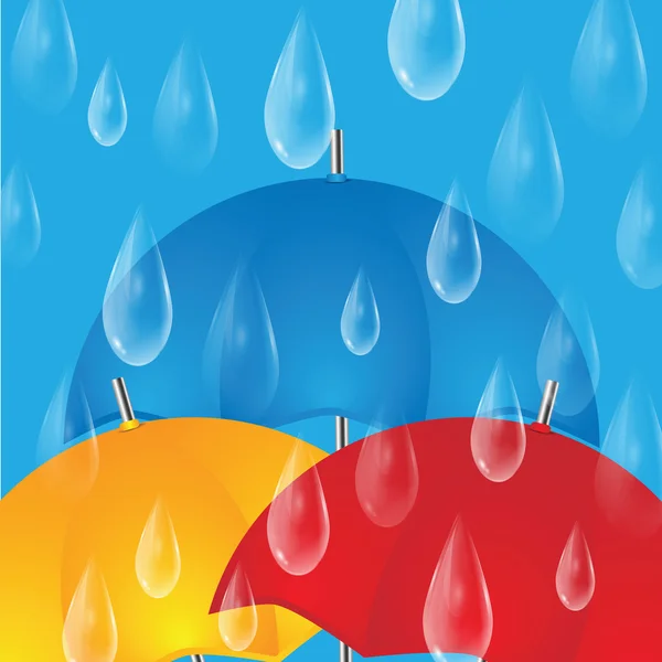 Ombrelli colorati e gocce di pioggia — Vettoriale Stock