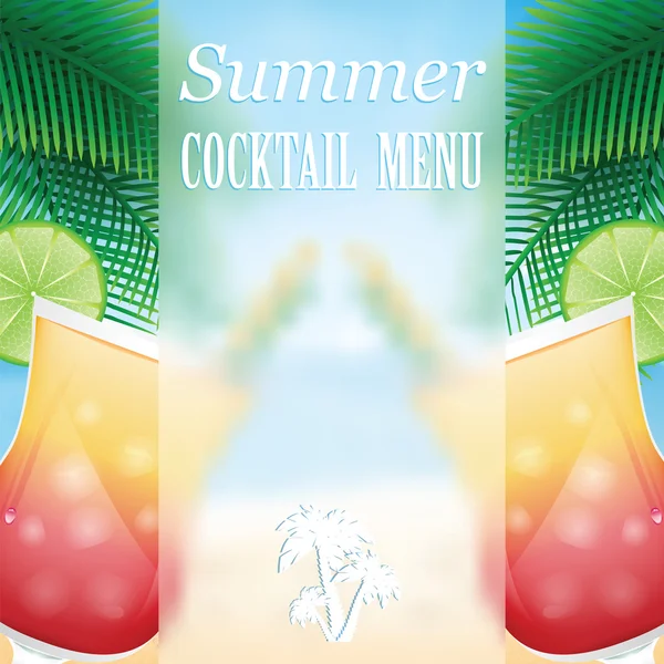 Summer cocktails on the background of the sea — Stock Vector