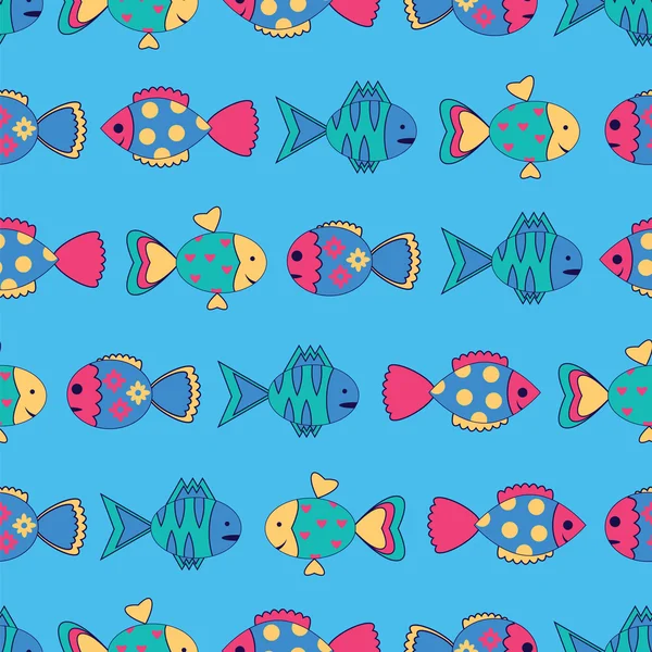 Seamless pattern with colorful fish — Stock Vector