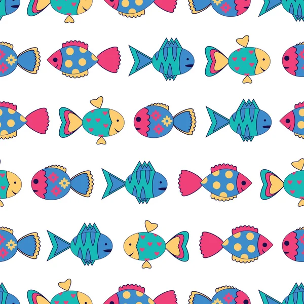 Bezešvé vzor s barevnými rybami — Stockový vektor