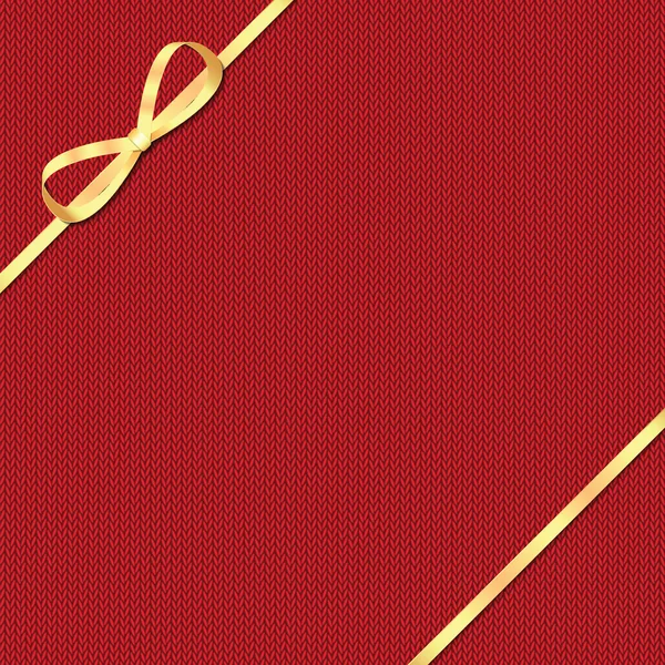 Modèle tricoté abstrait avec ruban d'or — Image vectorielle