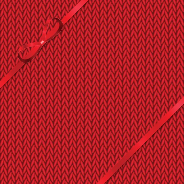 Abstrakcyjny wzór z dzianiny z czerwoną wstążką — Wektor stockowy