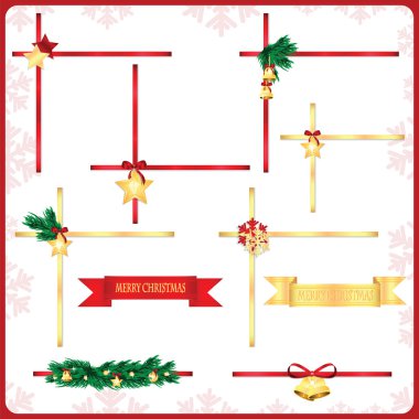 Set of Christmas decorations isolated on white background clipart