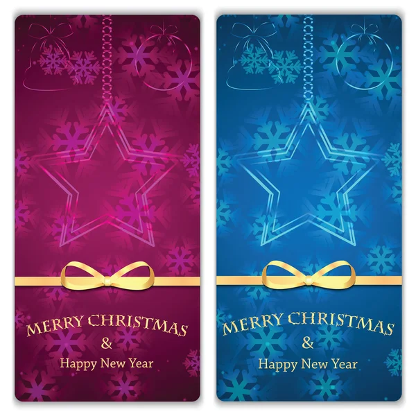 Christmas banners.Christmas and New Year backgrounds with Christmas decorations and snowflakes — Stock Vector