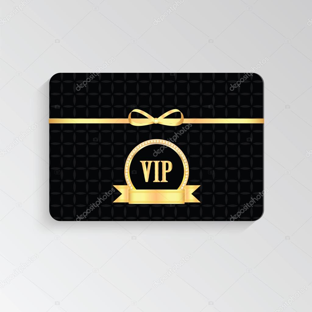 VIP cards with gold letters and ribbon