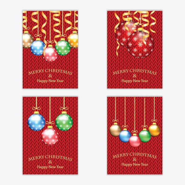 Affiche pour le Nouvel An avec des décorations de Noël sur le tricot — Image vectorielle