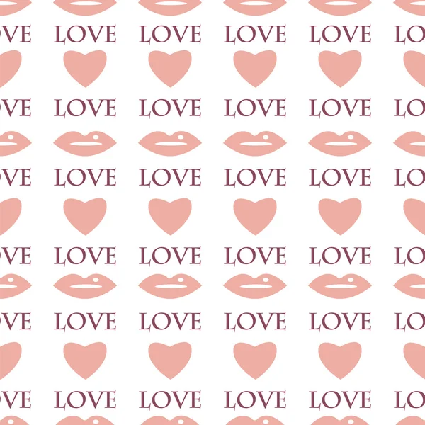 Seamless pattern with hearts and lips for Valentine's Day — Stock Vector