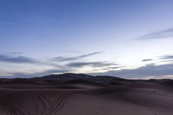 Landskap Vid Solnedgången Sahara Öknen — Stockfoto