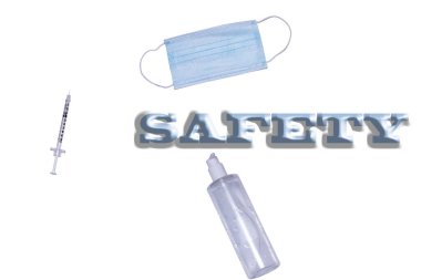 Beyaz arkaplanda covid 'e karşı güvenlik