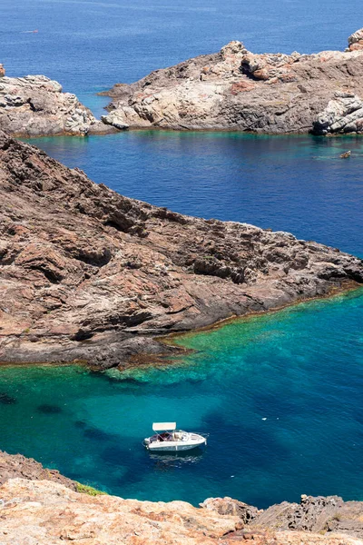 Boat Tourists Costa Brava Sunny Summer Day — Stockfoto