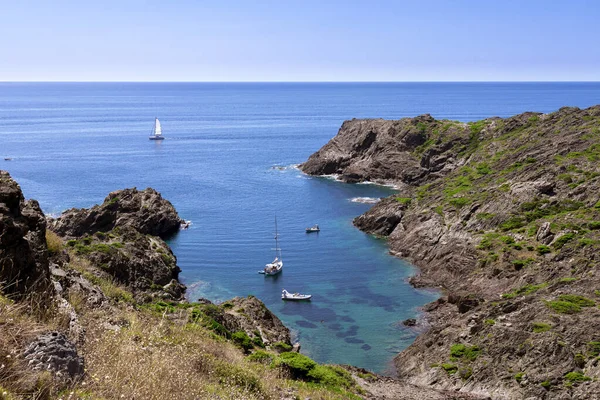 Turistas Barco Costa Brava Día Soleado Verano — Foto de Stock