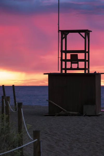Wschód Słońca Plaży Kumpli Gironie Costa Brava Północnej Hiszpanii — Zdjęcie stockowe