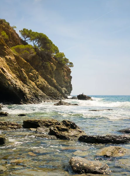 Côte Rocheuse Une Journée Ensoleillée Sur Côte Espagnole Brava — Photo