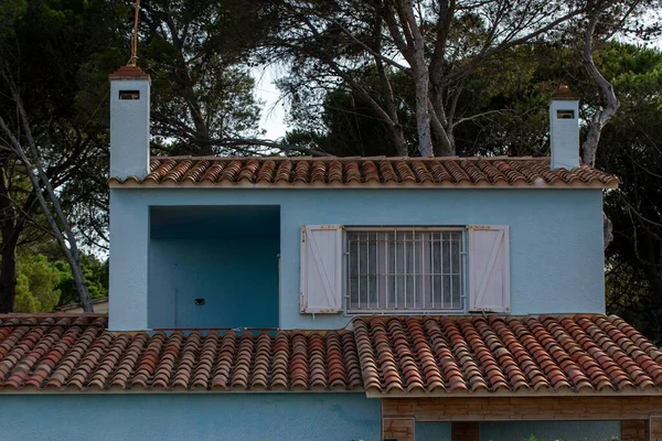 Blauw Huis Stad Van Vrienden Girona Aan Costa Brava — Stockfoto