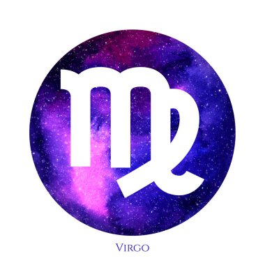 Galaksileri ve burçları olan suluboya çemberi. Burçlar Koç burcu, Leo, Yay burcu, Oğlak burcu, Taurus, Başak burcu, Terazi, Kova burcu, Gemini, Kanser, Akrep, Balık burcu.  