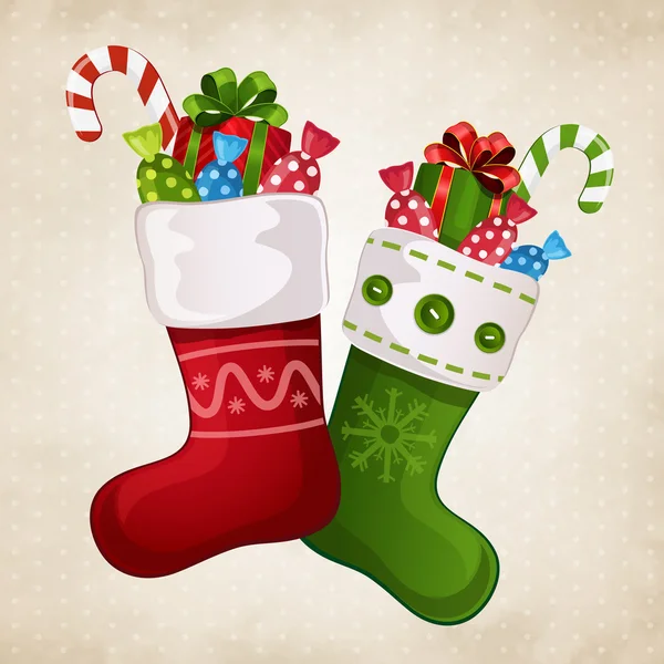 Stocking with gifts — Stock Vector