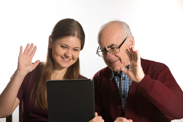 Frau und älterer Mann — Stockfoto