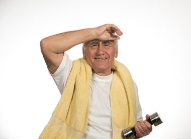 yaşlı adam spor yapıyorsun